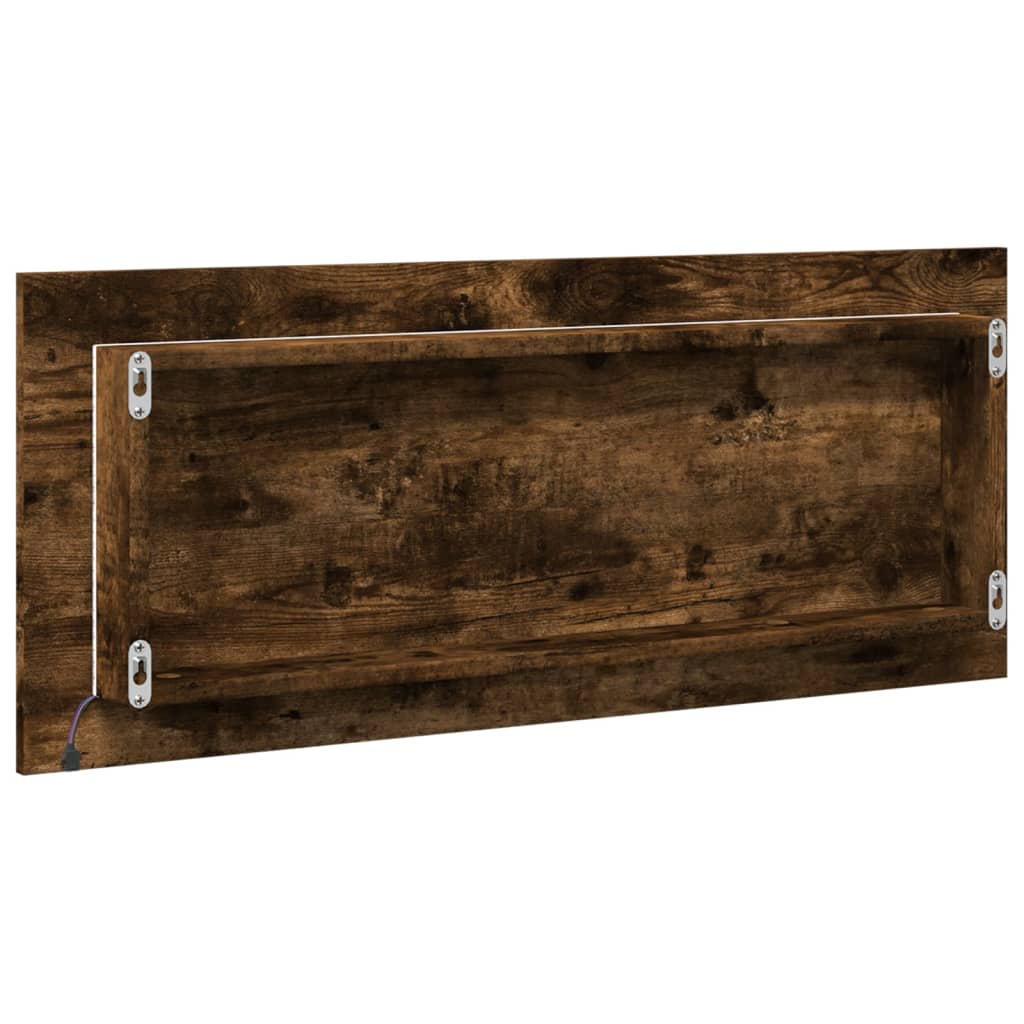 Baderomsspeil Med Led Røkt Eik 100X8,5X37 Cm Konstruert Tre