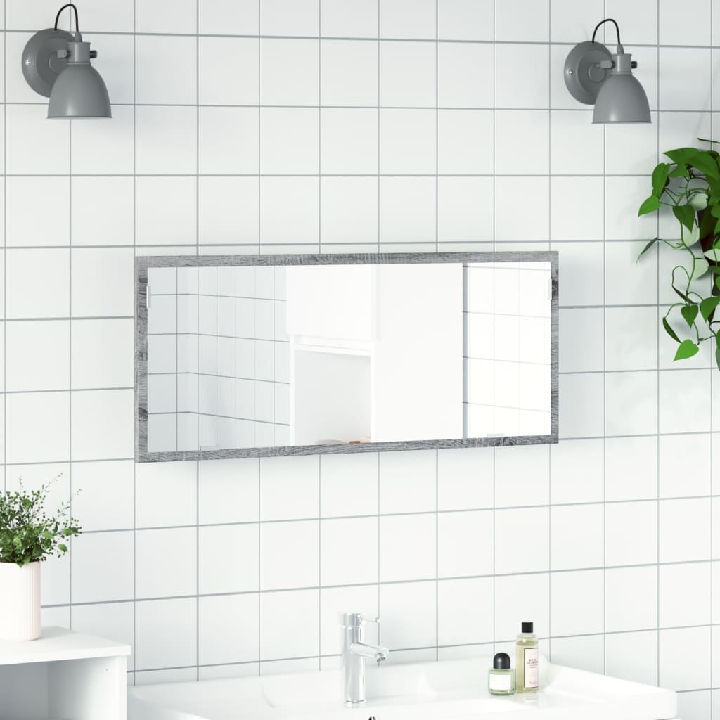 Baderomsspeil Med Led Grå Sonoma 100X8,5X37 Cm Konstruert Tre