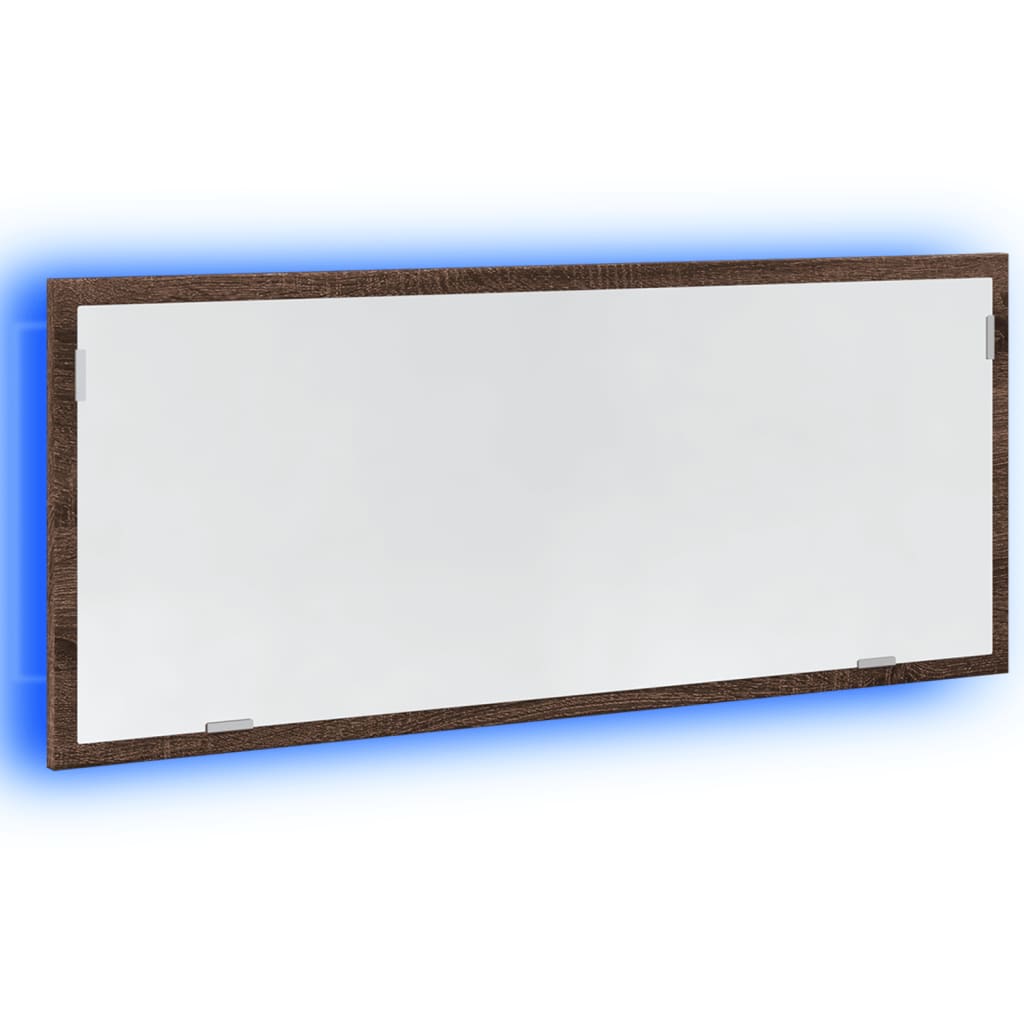 Baderomsspeil Med Led Brun Eik 100X8,5X37 Cm Konstruert Tre