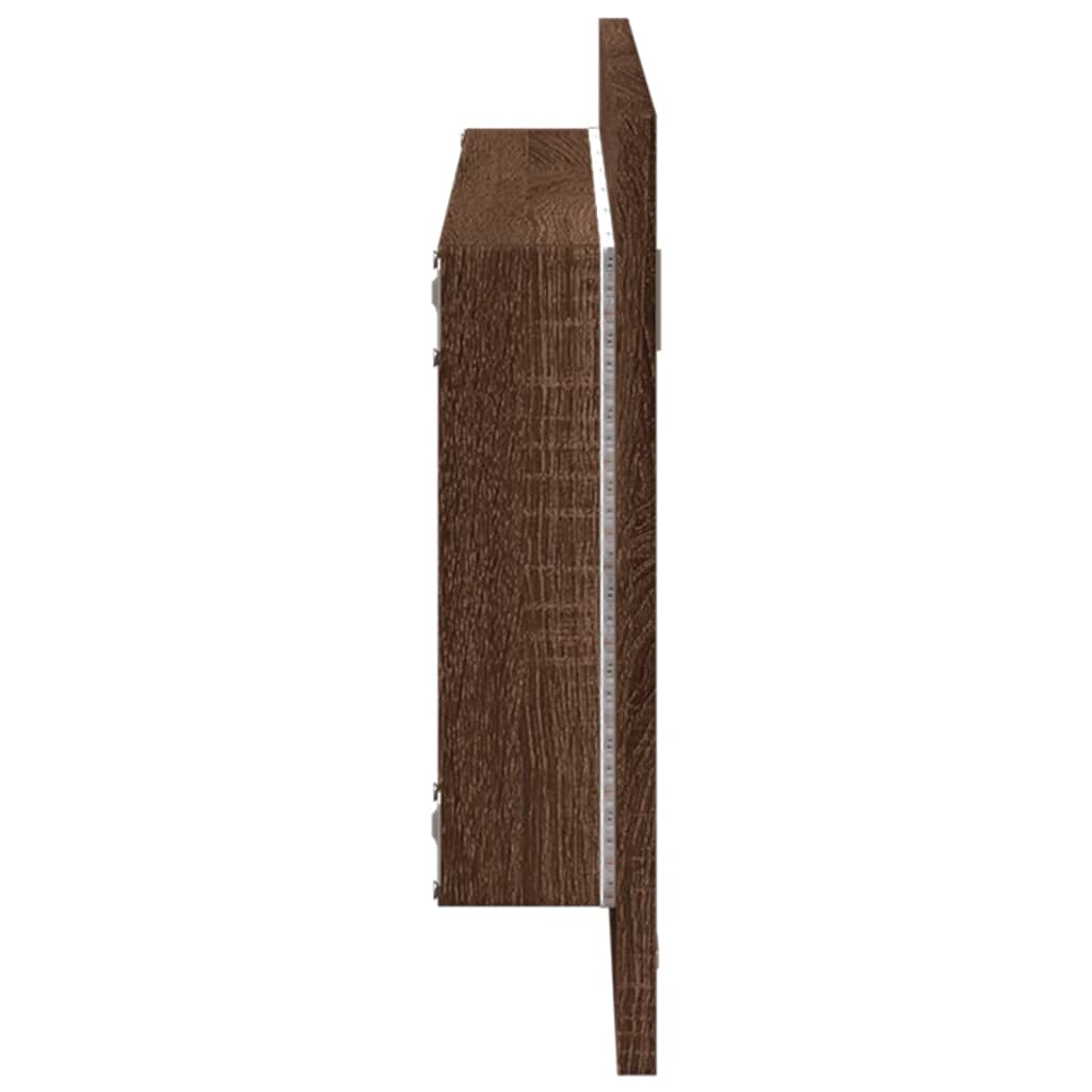 Baderomsspeil Med Led Brun Eik 100X8,5X37 Cm Konstruert Tre