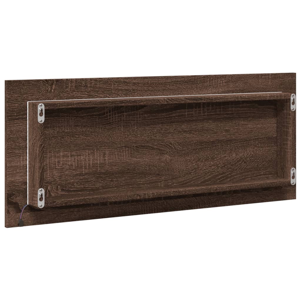 Baderomsspeil Med Led Brun Eik 100X8,5X37 Cm Konstruert Tre