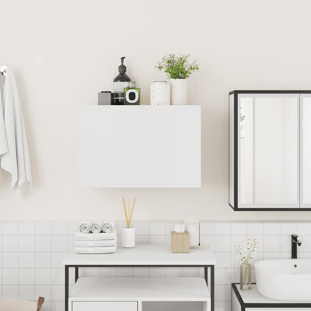 Veggskap Til Baderom Hvit 60X25X40 Cm Konstruert Tre