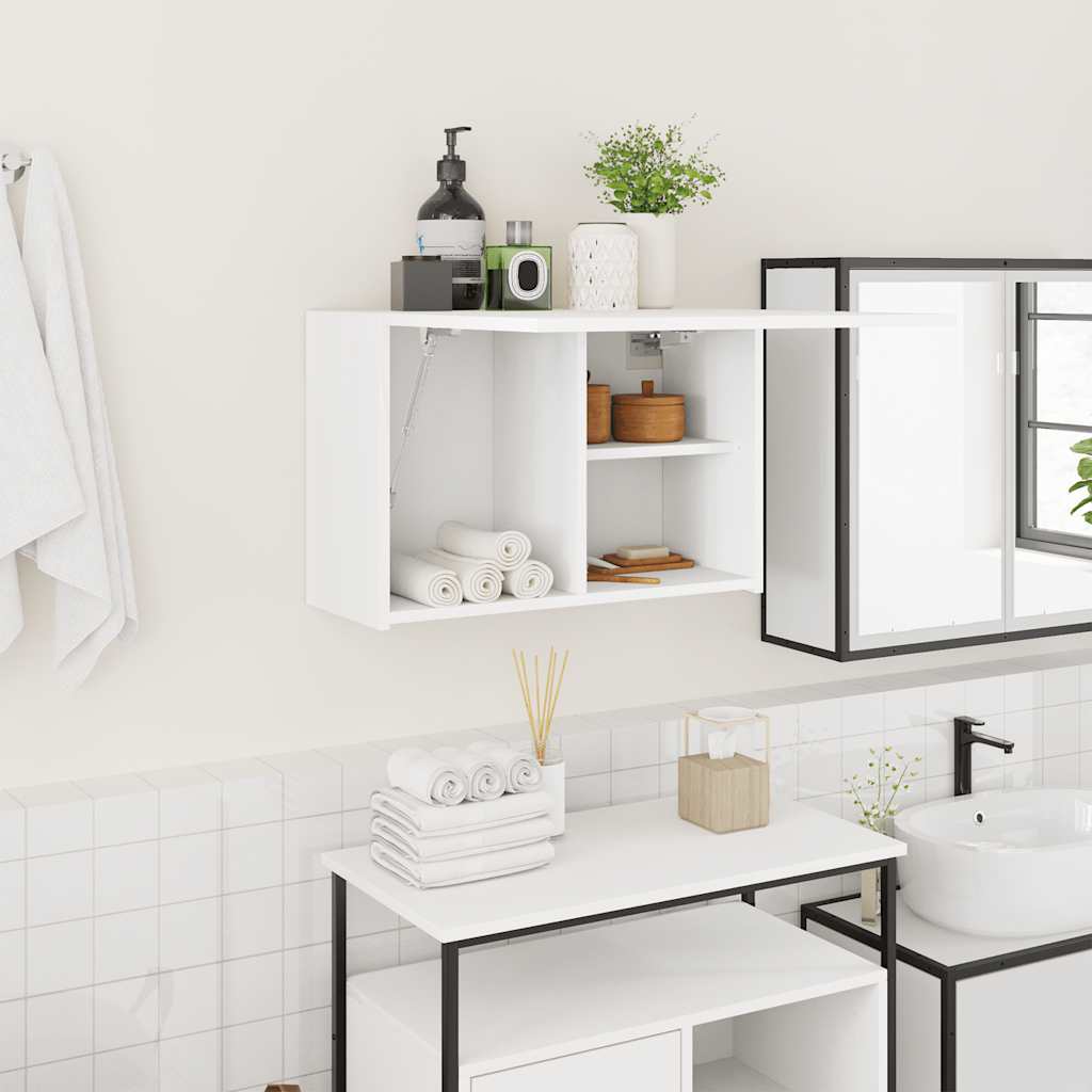 Veggskap Til Baderom Hvit 60X25X40 Cm Konstruert Tre