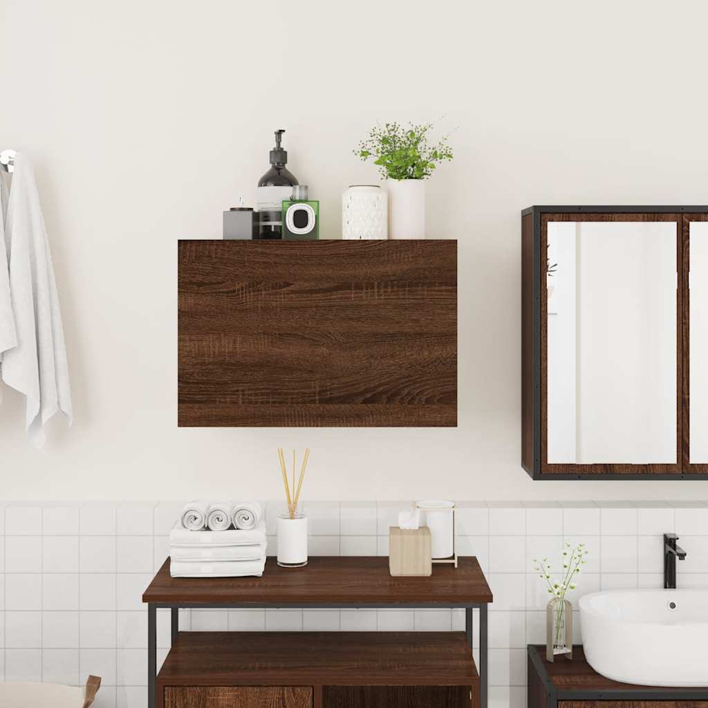 Veggskap Til Baderom Brun Eik 60X25X40 Cm Konstruert Tre