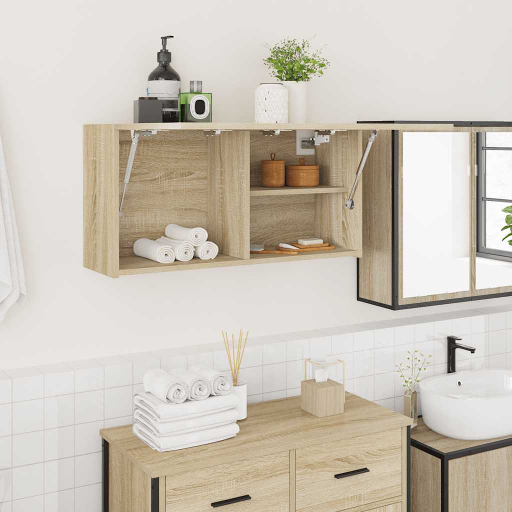 Veggskap Til Baderom Sonoma Eik 80X25X40 Cm Konstruert Tre