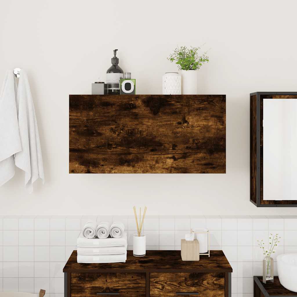 Veggskap Til Baderom Røkt Eik 80X25X40 Cm Konstruert Tre