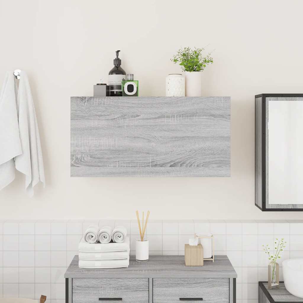 Veggskap Til Baderom Grå Sonoma 80X25X40 Cm Konstruert Tre