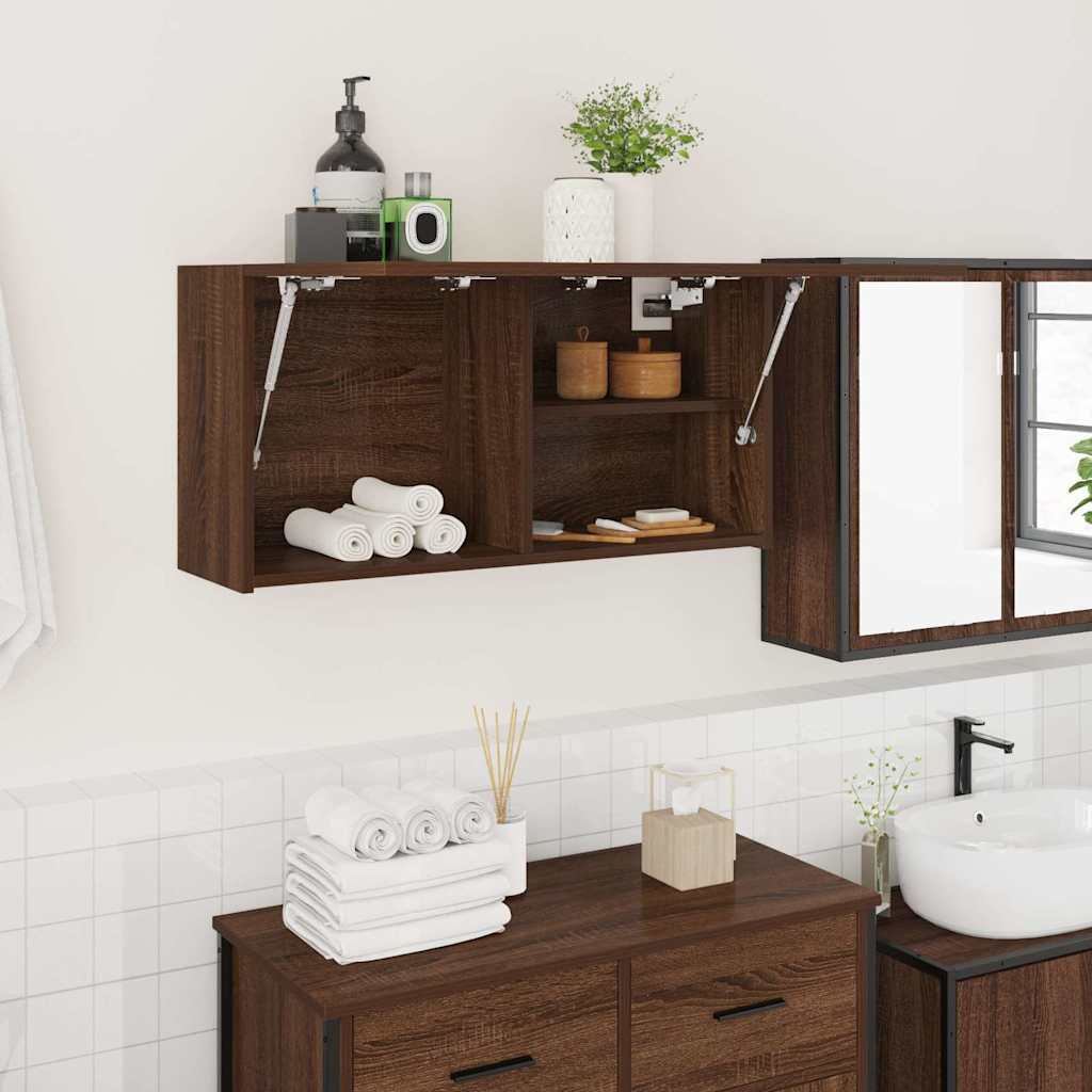 Veggskap Til Baderom Brun Eik 80X25X40 Cm Konstruert Tre