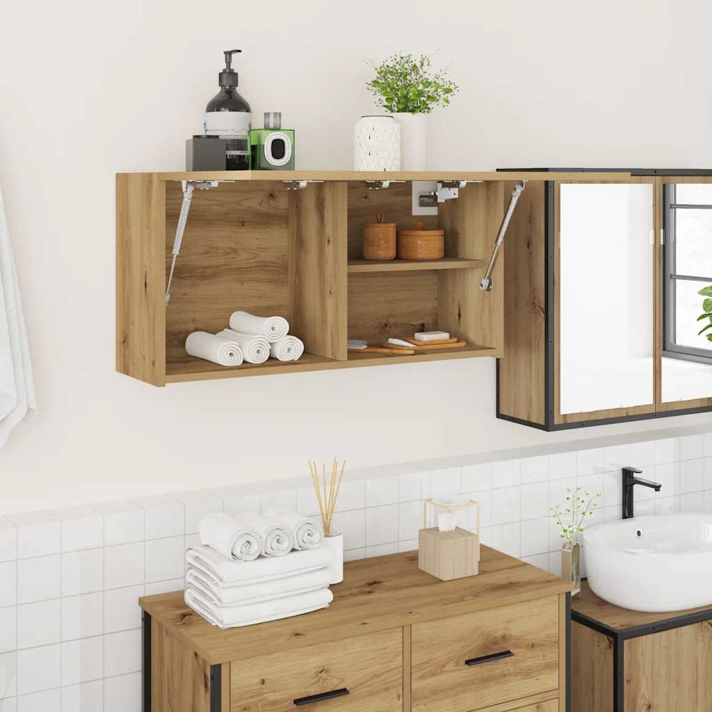 Veggskap Til Baderom Artisan Eik 80X25X40 Cm Konstruert Tre