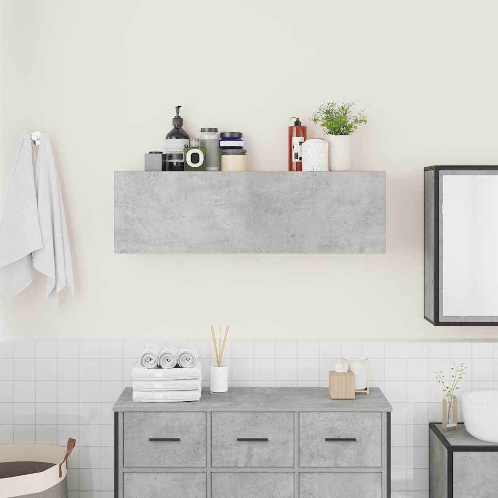 Veggskap Til Baderom Betonggrå 100X25X30 Cm Konstruert Tre