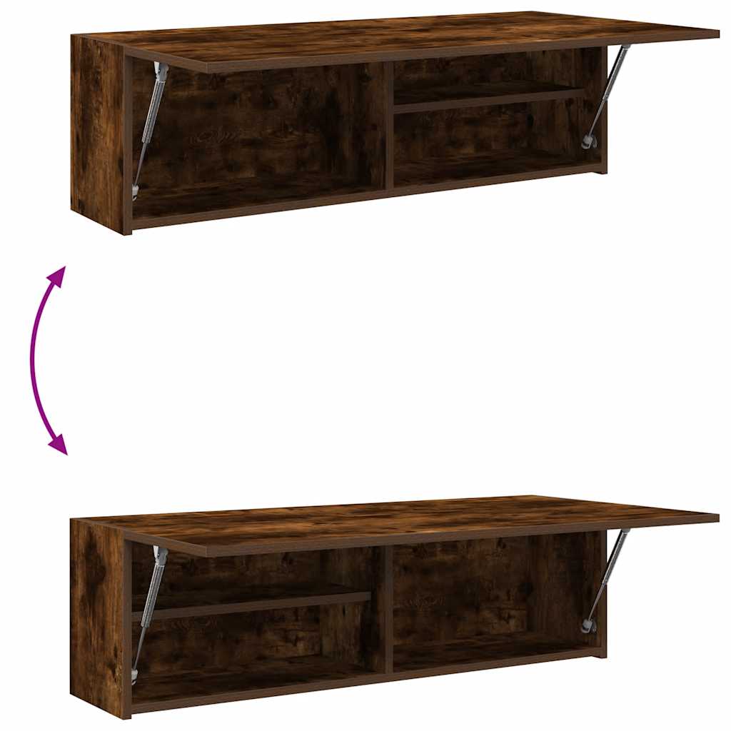 Veggskap Til Baderom Røkt Eik 100X25X30 Cm Konstruert Tre