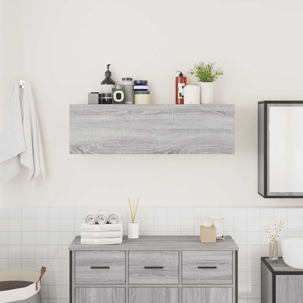 Veggskap Til Baderom Grå Sonoma 100X25X30 Cm Konstruert Tre