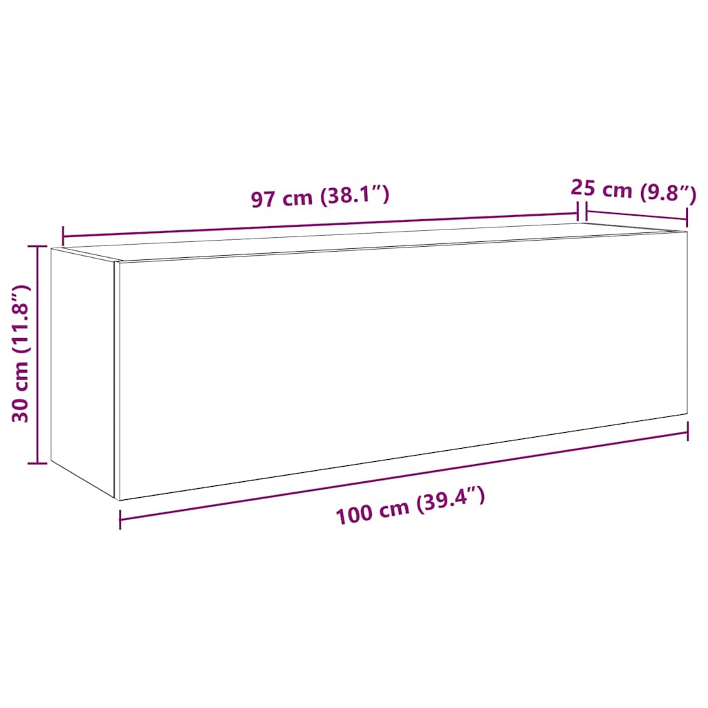 Veggskap Til Baderom Grå Sonoma 100X25X30 Cm Konstruert Tre