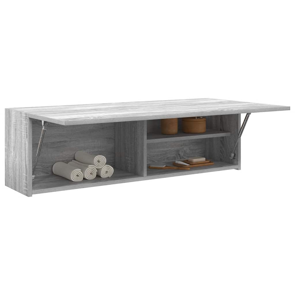Veggskap Til Baderom Grå Sonoma 100X25X30 Cm Konstruert Tre