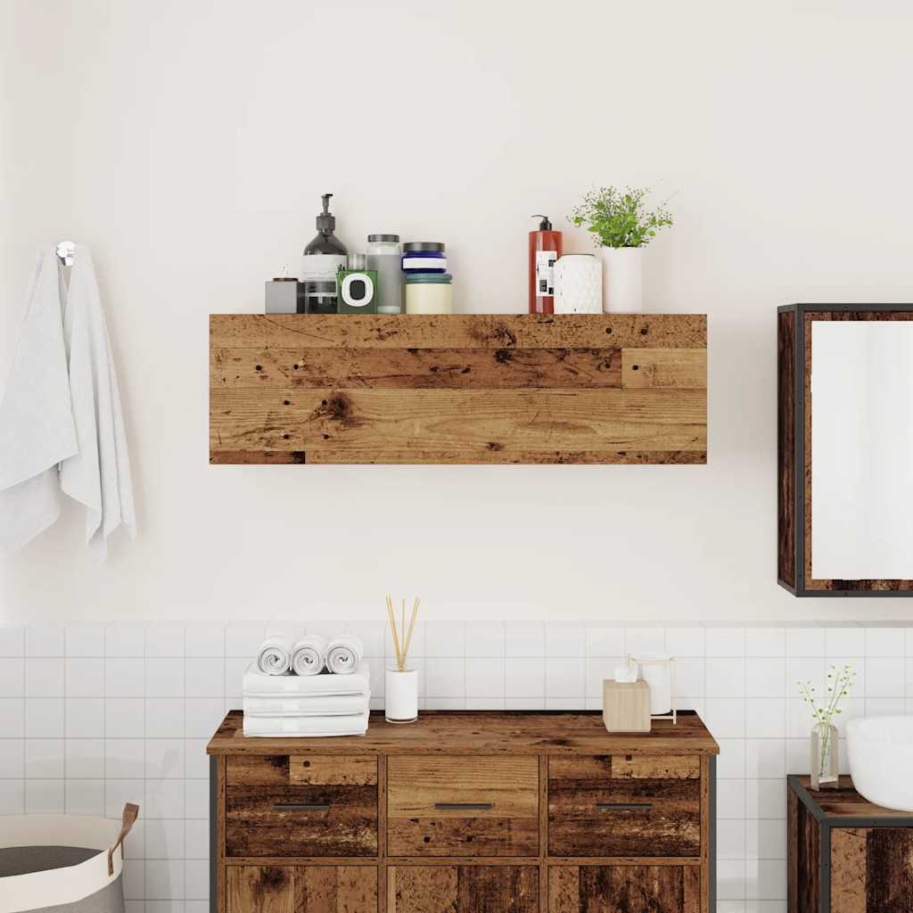 Veggskap Til Baderom Gammelt Tre 100X25X30 Cm Konstruert Tre