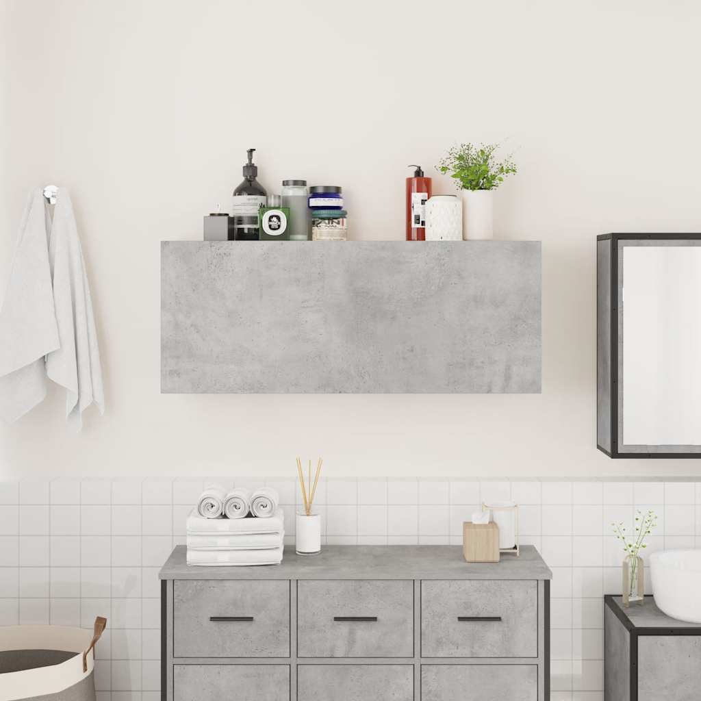 Veggskap Til Baderom Betonggrå 100X25X40 Cm Konstruert Tre