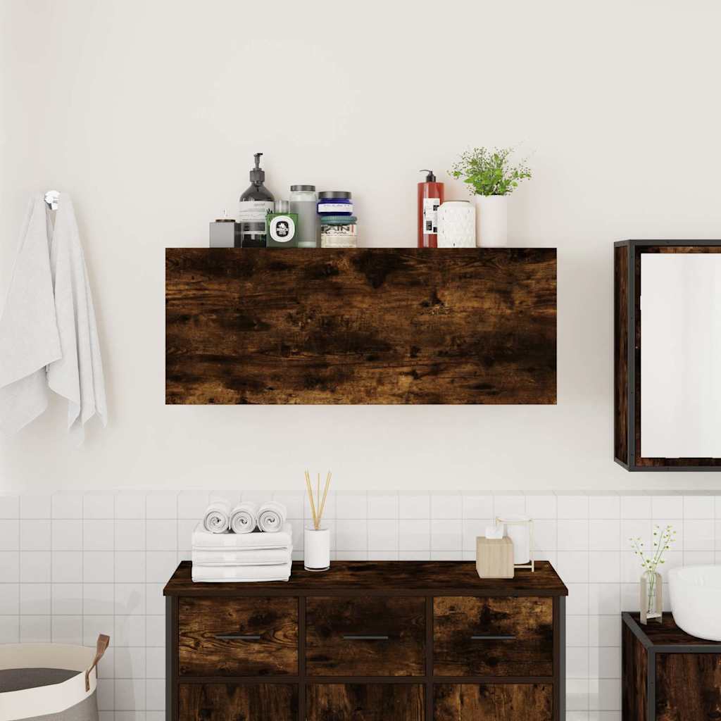 Veggskap Til Baderom Røkt Eik 100X25X40 Cm Konstruert Tre