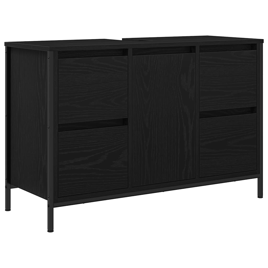 Servantskap Med Skuffer Svart Eik 90X34,5X60 Cm