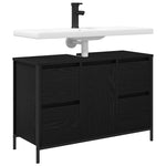 Servantskap Med Skuffer Svart Eik 90X34,5X60 Cm