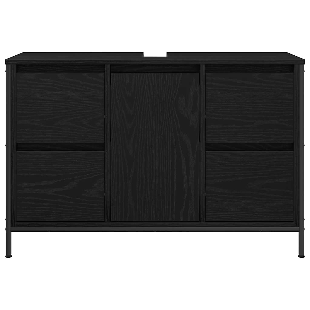 Servantskap Med Skuffer Svart Eik 90X34,5X60 Cm