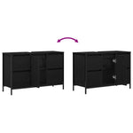 Servantskap Med Skuffer Svart Eik 90X34,5X60 Cm