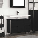 Servantskap Med Skuffer Svart Eik 90X34,5X60 Cm