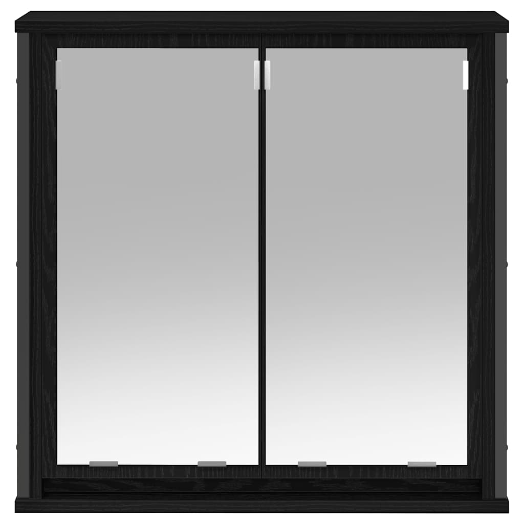 Baderoms Veggskap Med Speil Svart Eik 60X21X60 Cm