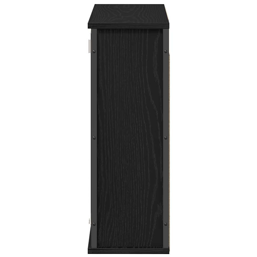 Baderoms Veggskap Med Speil Svart Eik 60X21X60 Cm