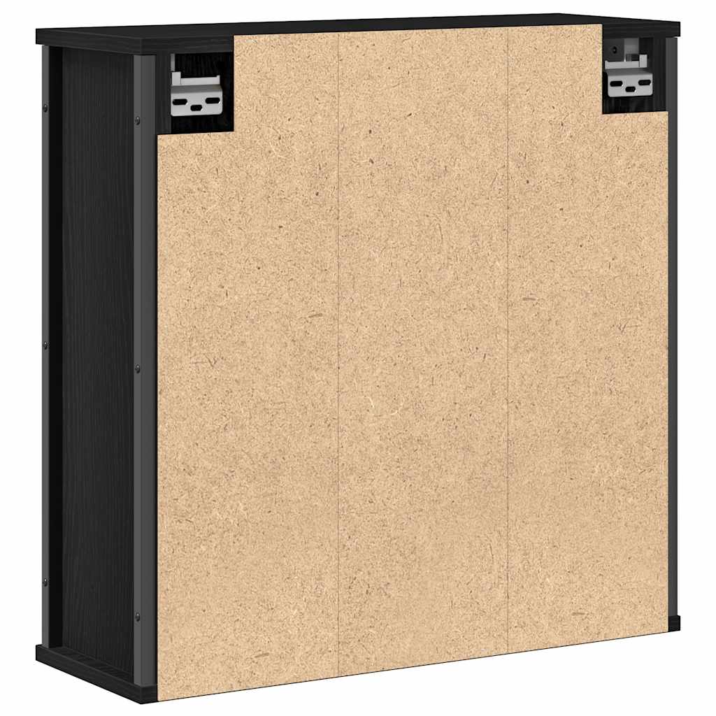 Baderoms Veggskap Med Speil Svart Eik 60X21X60 Cm