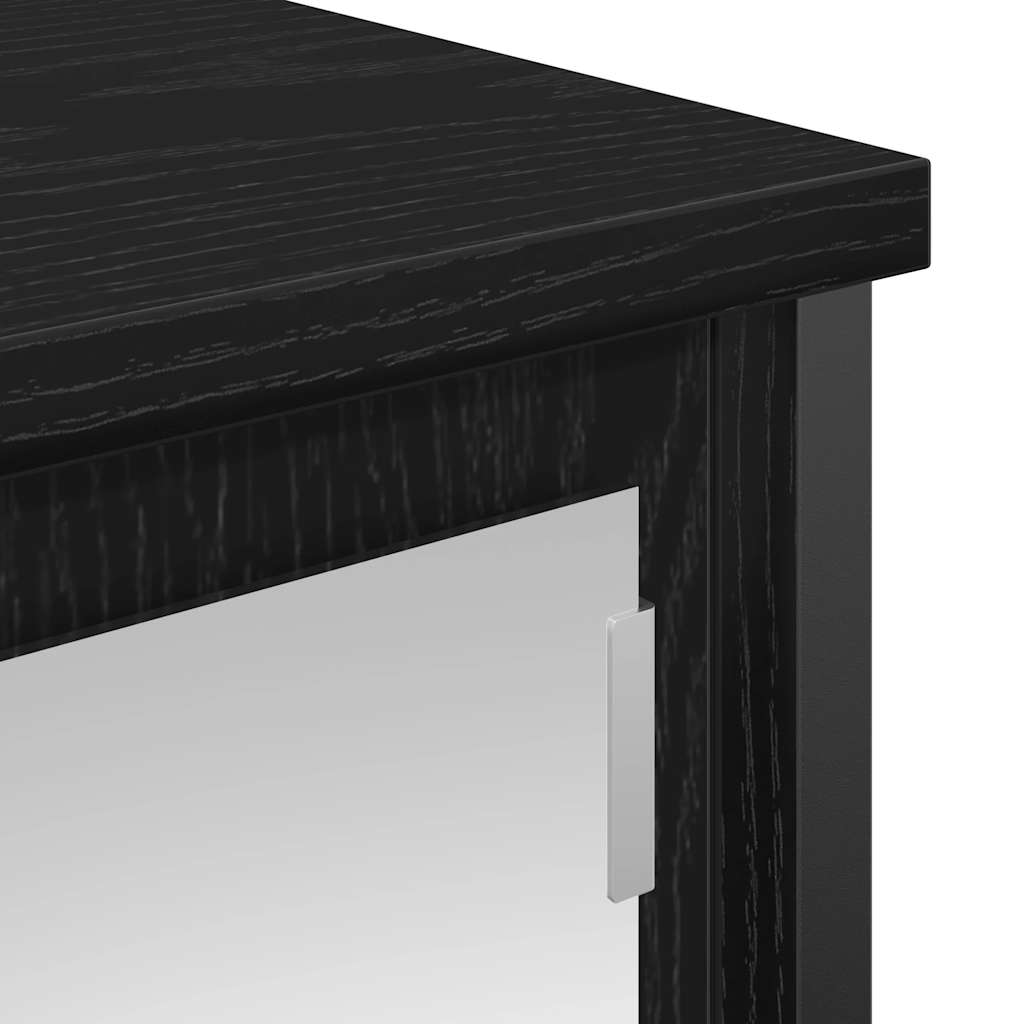 Baderoms Veggskap Med Speil Svart Eik 60X21X60 Cm