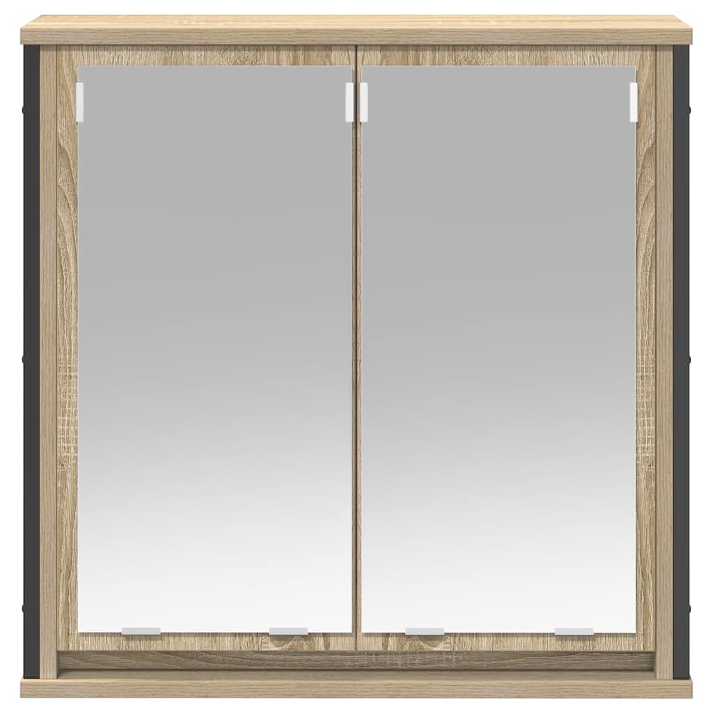 Baderoms Veggskap Med Speil Sonoma Eik 60X21X60 Cm
