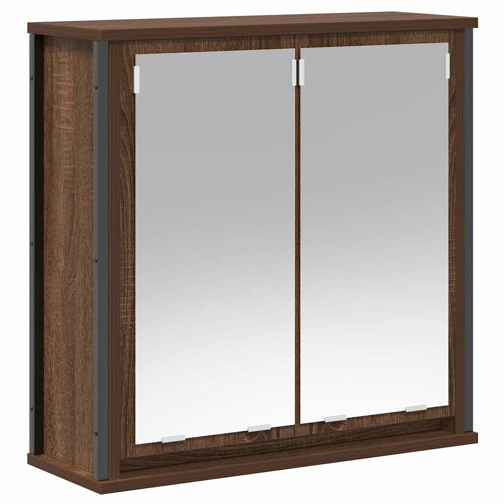 Baderoms Veggskap Med Speil Brun Eik 60X21X60 Cm