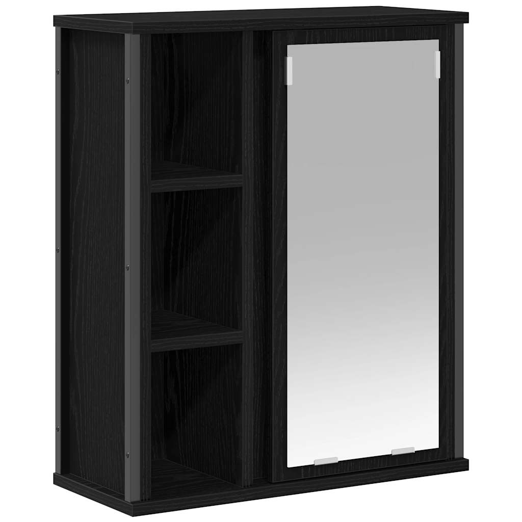 Baderoms Veggskap Med Speil Svart Eik 50X21X60 Cm
