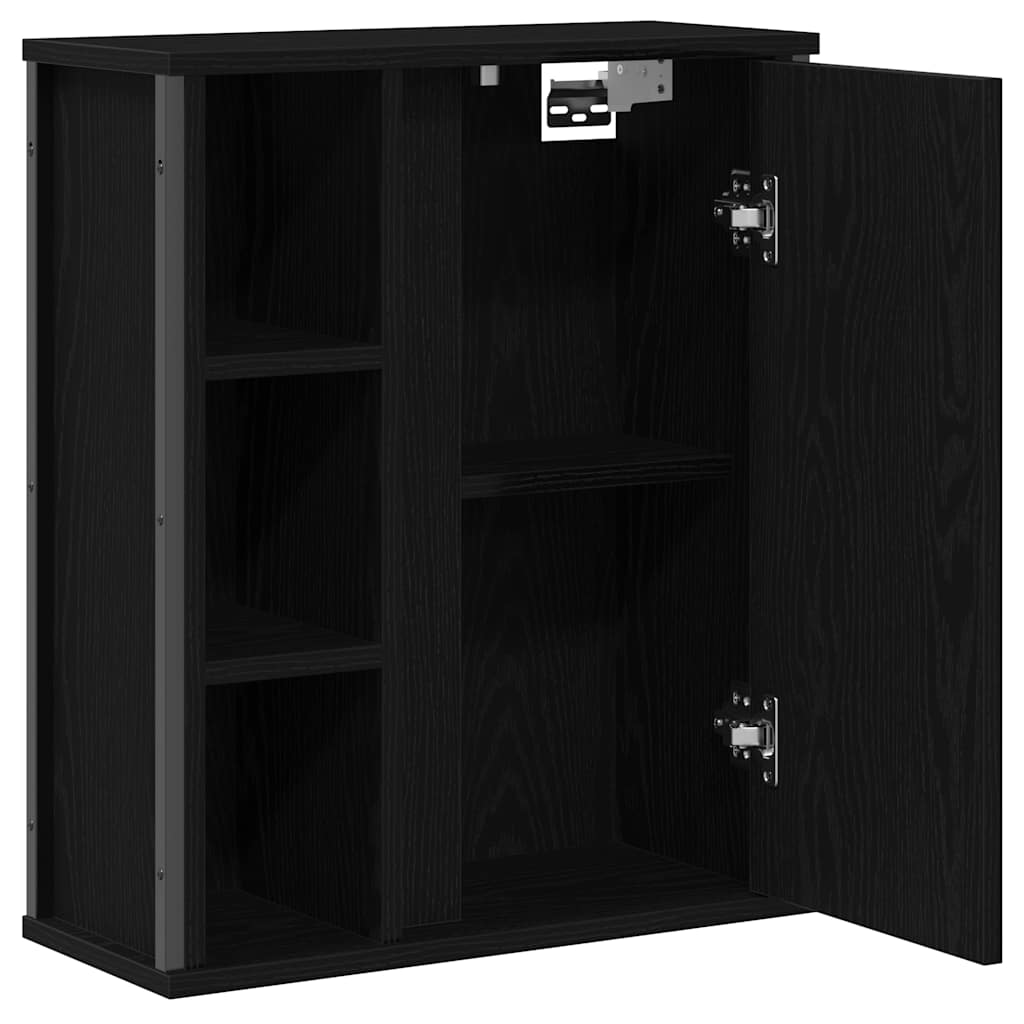 Baderoms Veggskap Med Speil Svart Eik 50X21X60 Cm