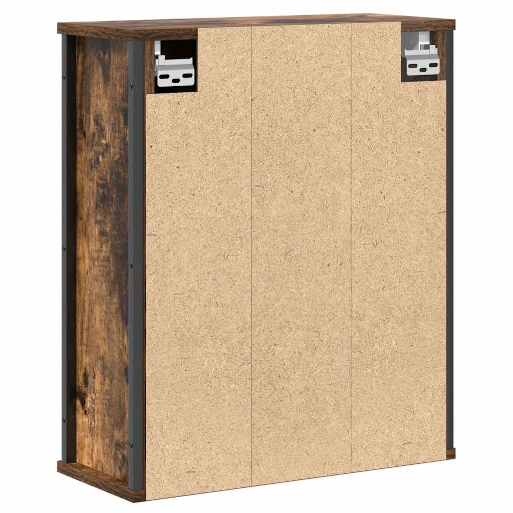 Baderoms Veggskap Med Speil Røkt Eik 50X21X60 Cm