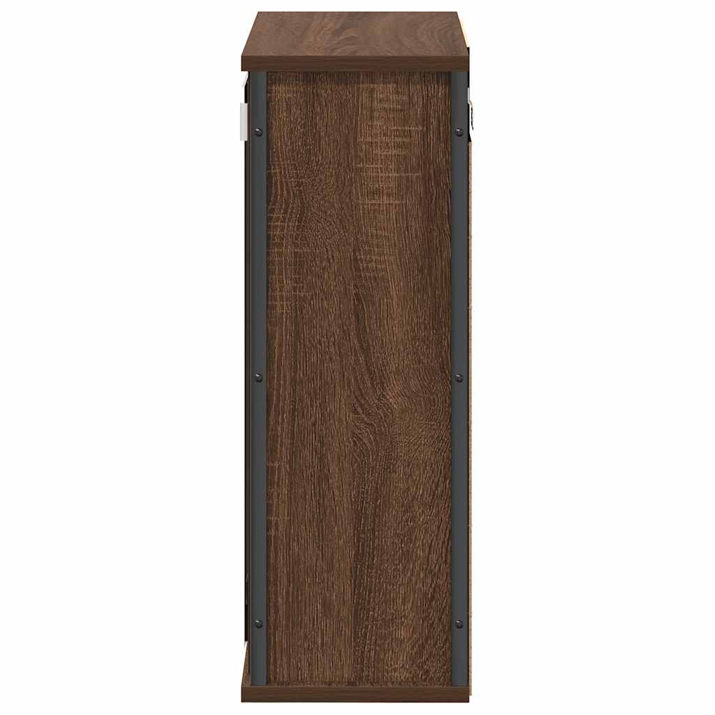 Baderoms Veggskap Med Speil Brun Eik 50X21X60 Cm