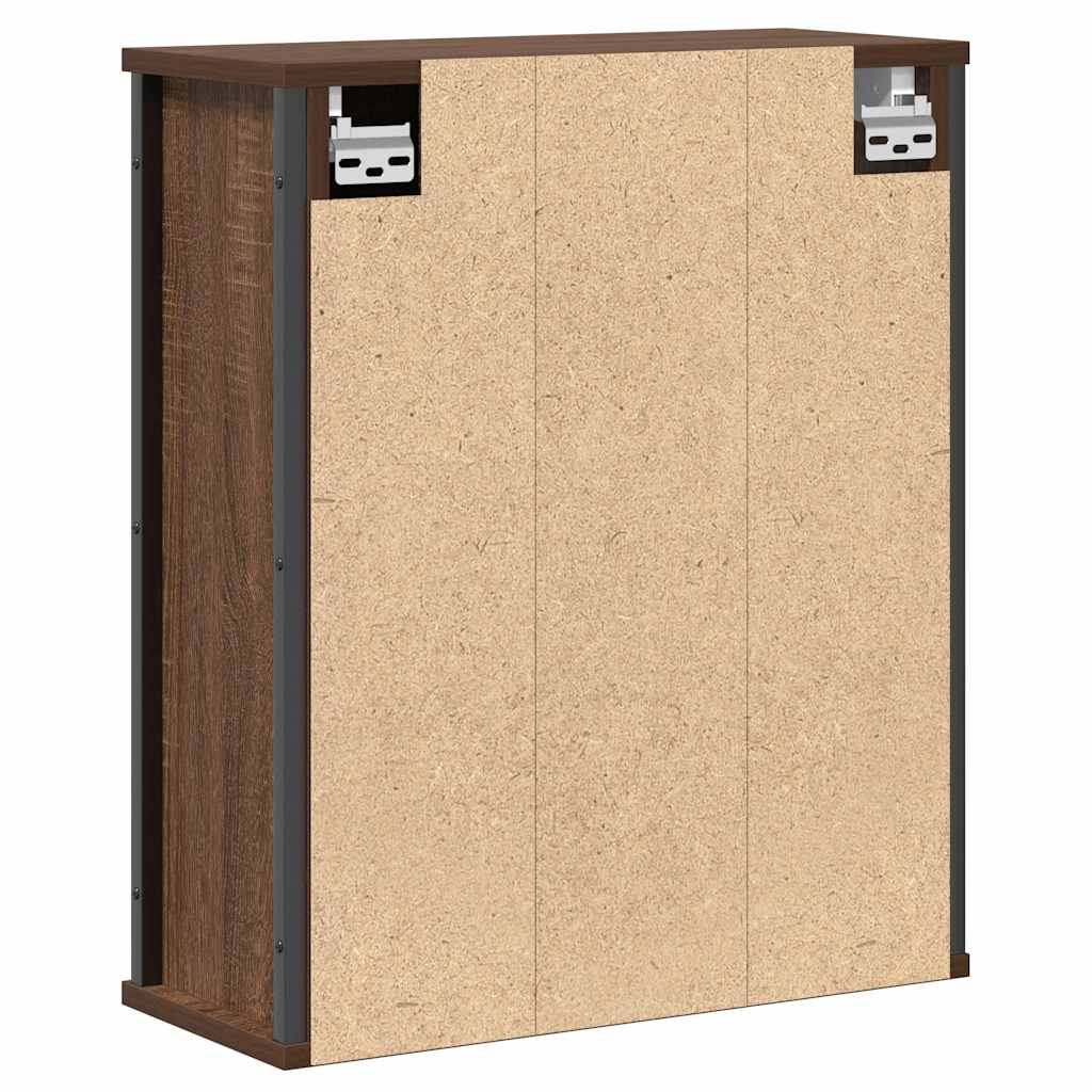 Baderoms Veggskap Med Speil Brun Eik 50X21X60 Cm