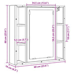 Baderomsskap Med Speil Artisan Eik 60X16X60 Cm Konstruert Tre
