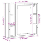 Baderomsskap Med Speil Svart Eik 60X16X60 Cm Konstruert Tre