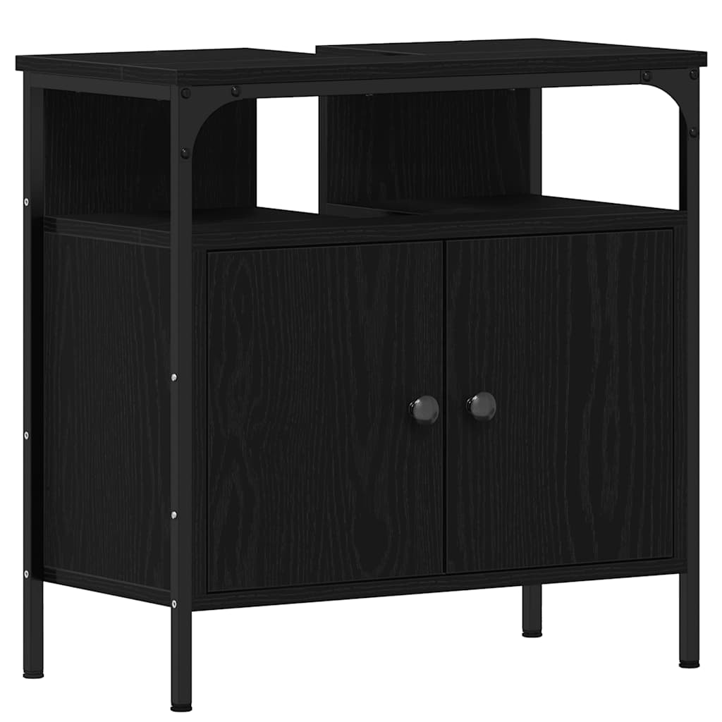 Servantskap Svart Eik 60X30X60 Cm Konstruert Tre