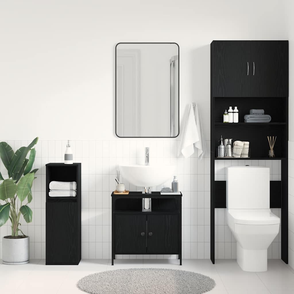 Servantskap Svart Eik 60X30X60 Cm Konstruert Tre