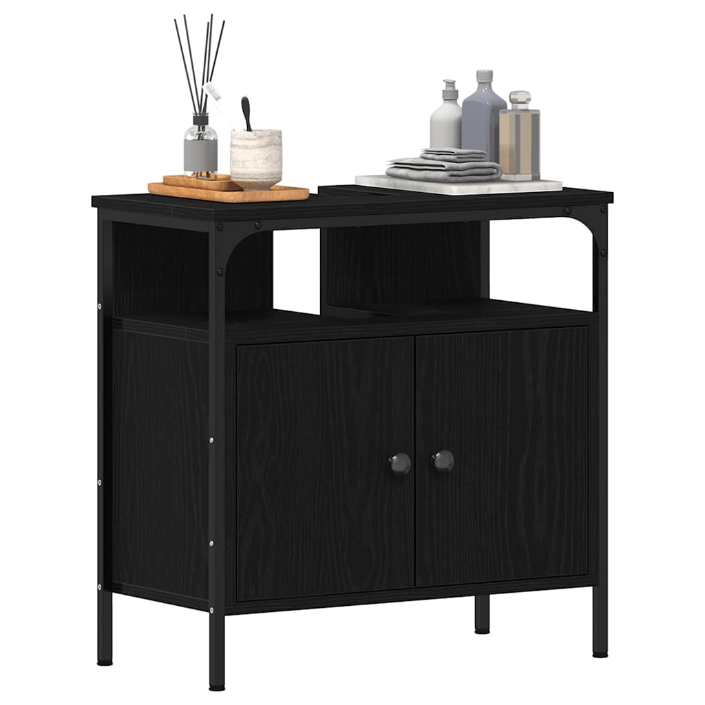 Servantskap Svart Eik 60X30X60 Cm Konstruert Tre