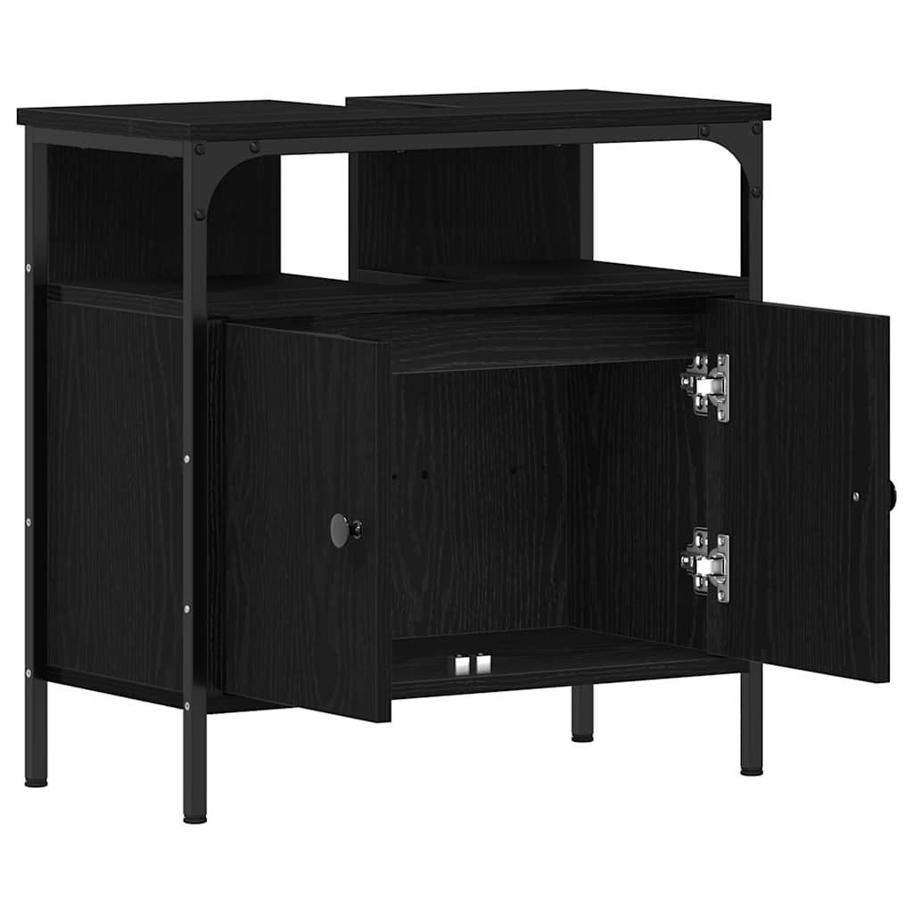 Servantskap Svart Eik 60X30X60 Cm Konstruert Tre