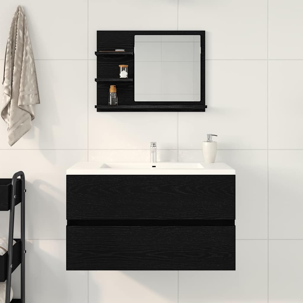 Baderomsspeil Svart Eik 60X10,5X45 Cm Konstruert Tre