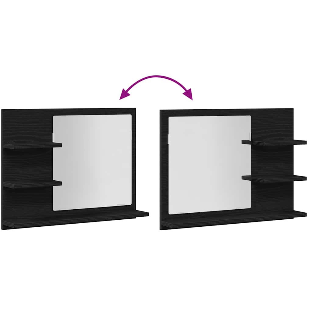 Baderomsspeil Svart Eik 60X10,5X45 Cm Konstruert Tre