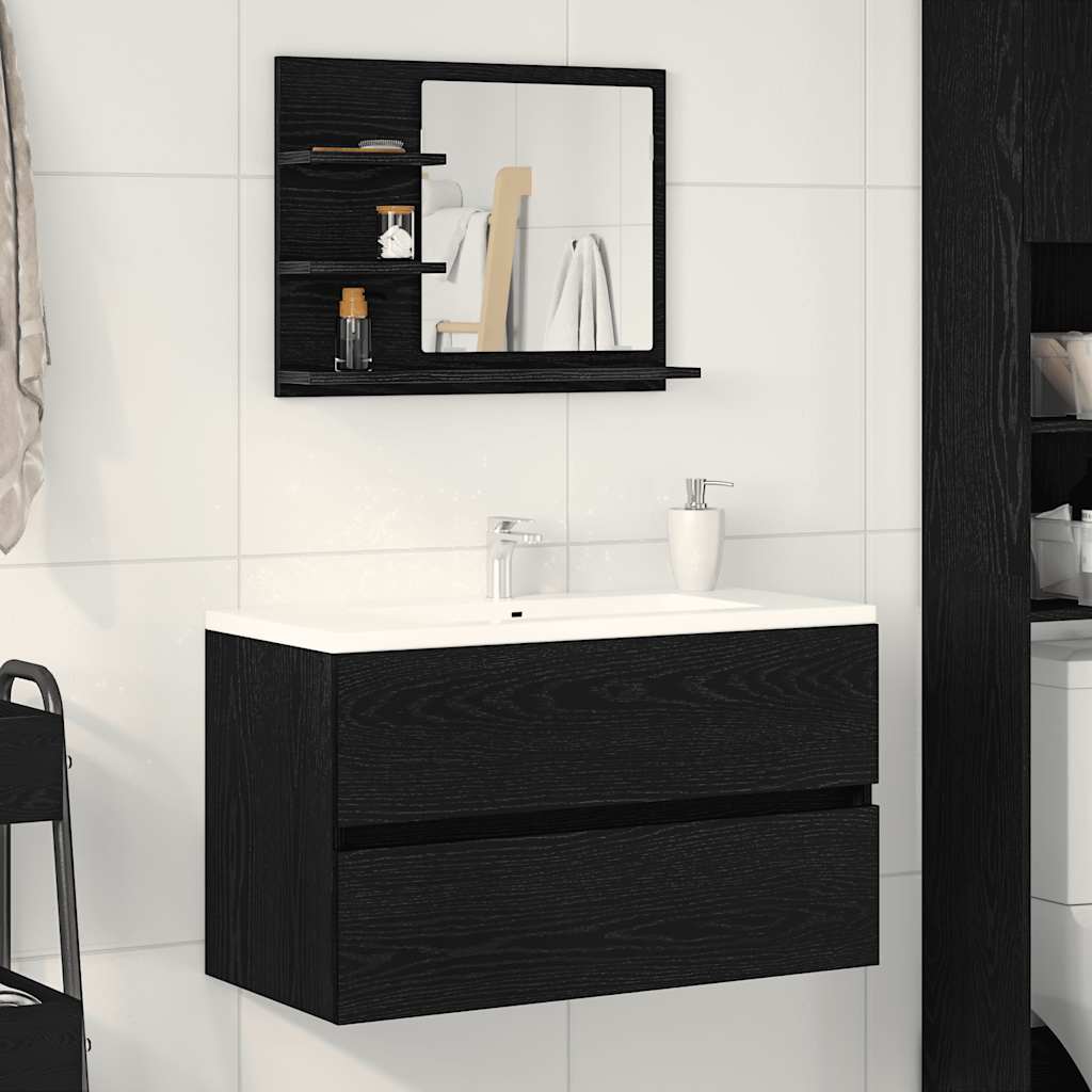 Baderomsspeil Svart Eik 60X10,5X45 Cm Konstruert Tre