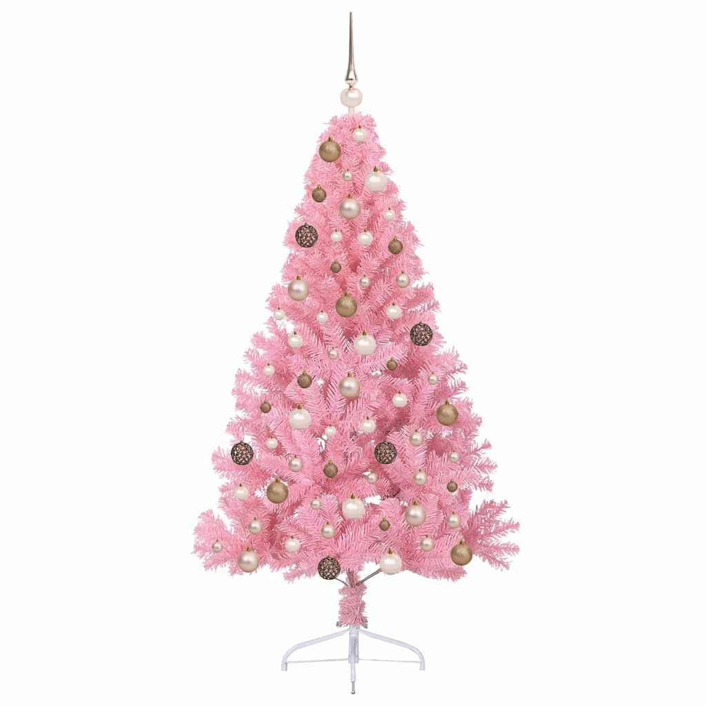 Kunstig Forhåndsopplyst Juletre Med 300 Led Rosa 180 Cm Pvc