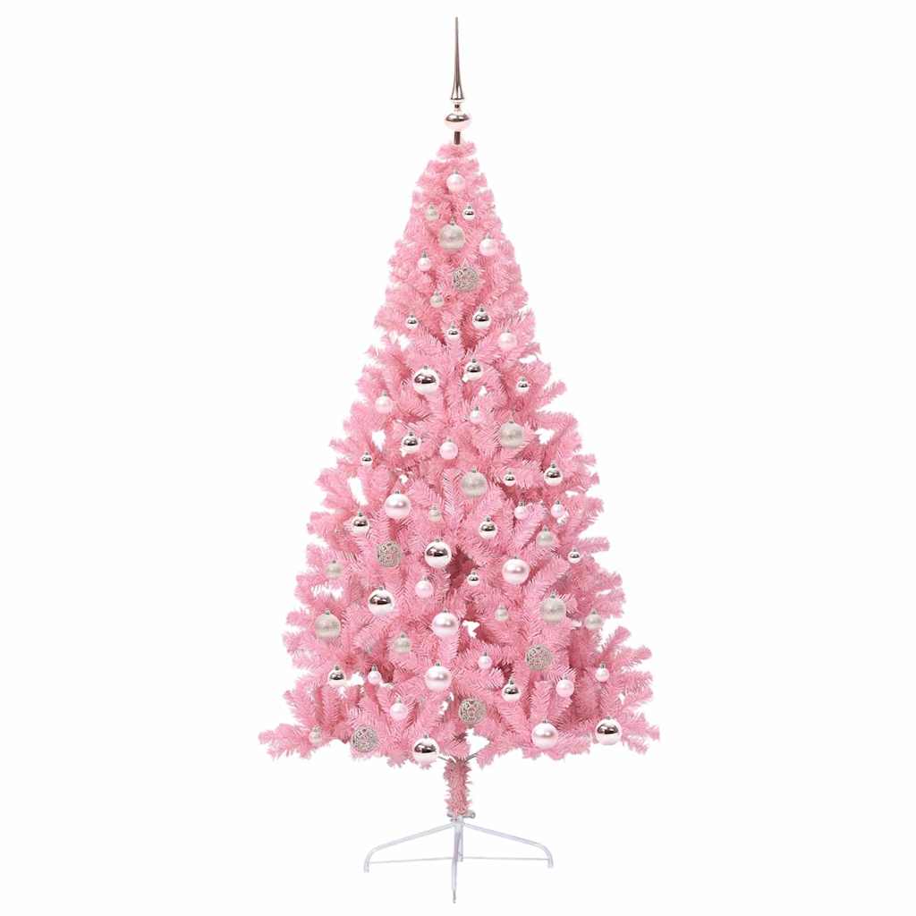 Kunstig Forhåndsopplyst Juletre Med 300 Led Rosa 180 Cm Pvc