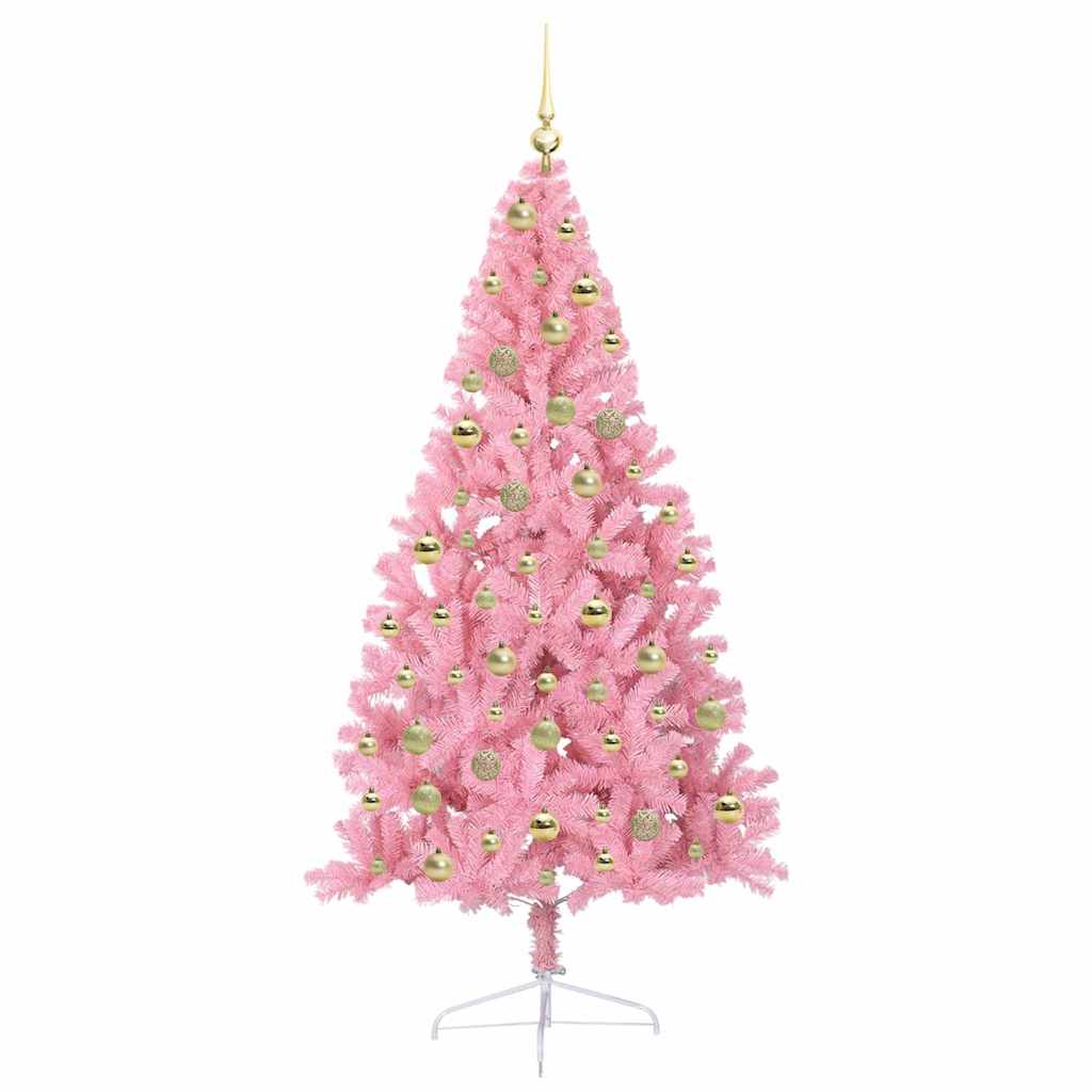 Kunstig Forhåndsopplyst Juletre Med 300 Led Rosa 180 Cm Pvc