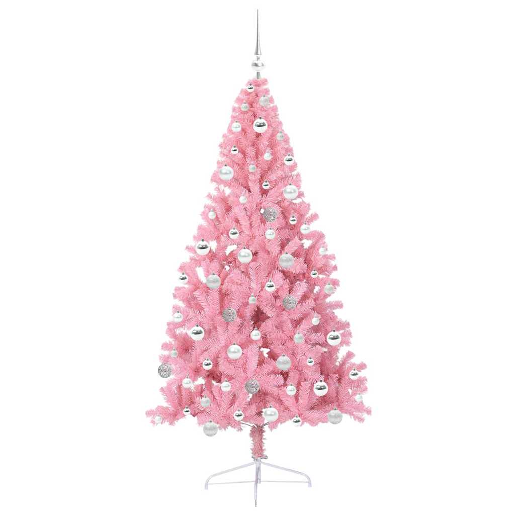 Kunstig Forhåndsopplyst Juletre Med 300 Led Rosa 180 Cm Pvc